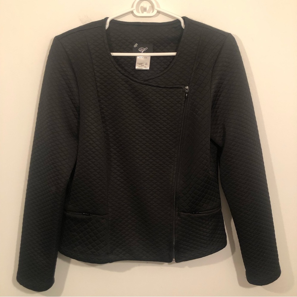 Libra Quilted Jacket Zip Front Womens M Black